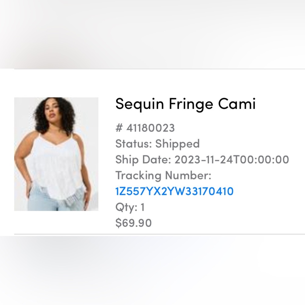 Torrid Sequin Fringe Cami NWOT